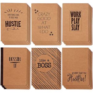 24 pack motivational notebooks bulk, lined inspirational journals for coworkers, office employee gifts, kraft paper material (80 pages each, 4 x 5.75 in)