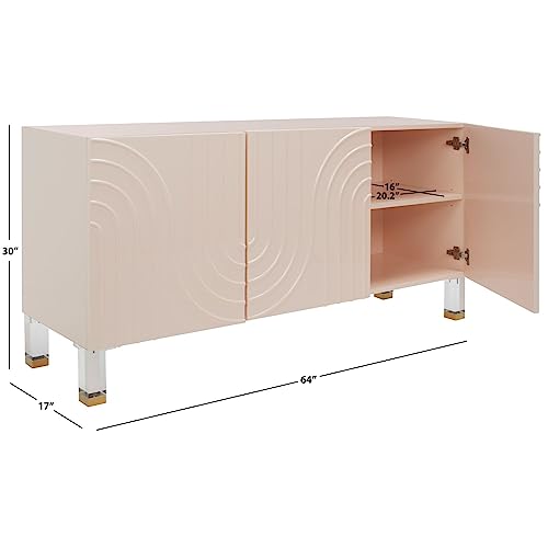 Safavieh Couture Home Saturn-Art Deco-Light Pink Acrylic 3-door Sideboard