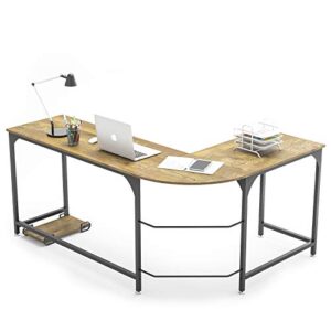 weehom reversible l shaped desk corner computer desks for home office 66 inch large pc laptop gaming table