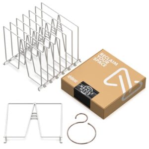 neatly made white wire shelf dividers for closet organization 8-pack – sturdy and easy set-up closet shelf dividers for wire shelves 12 inches deep with bonus rose gold hanger
