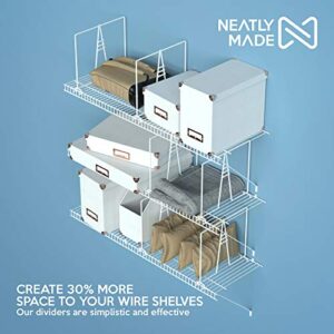 Neatly Made White Wire Shelf Dividers for Closet Organization 8-Pack – Sturdy and Easy Set-Up Closet Shelf Dividers for Wire Shelves 12 inches deep with Bonus Rose Gold Hanger