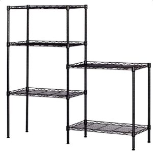 Teeker 5-Shelf Shelving Storage Unit Metal Shelf Organizer Wire Rack Storage Unit Steel Storage Rack for Kitchen Bathroom Bedroom Office (Black)