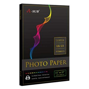 a-sub premium photo paper luster 11x17 inch 66lb for inkjet printers 50 sheets