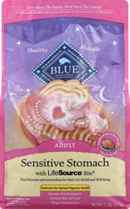 blue buffalo sensitive stomach dry cat food, chicken & brown rice, 5 lb