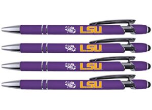 greeting pen lsu soft touch coated metal pen 4 pack (4013), purple/multi