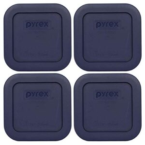 pyrex 8701-pc 1 cup blue square plastic food storage lid, made in usa - 4 pack