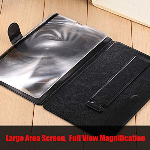 DRIDOUAM Mobile Phone Screen Magnifier 8" HD Screen Enlarger Movies Amplifier Foldable Holder Stand for All Smartphones, PU Leather, Black