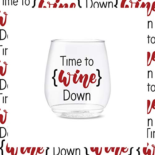 TOSSWARE POP 14oz Vino All About Wine Series, SET OF 6, Premium Quality, Recyclable, Unbreakable & Crystal Clear Plastic Printed Glasses