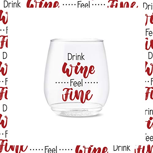 TOSSWARE POP 14oz Vino All About Wine Series, SET OF 6, Premium Quality, Recyclable, Unbreakable & Crystal Clear Plastic Printed Glasses