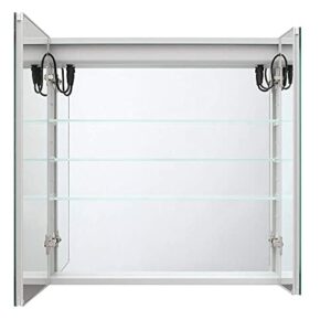 AQUADOM Royale Basic 30in x 30in x 5in LED Medicine Mirror Cabinet Recessed Surface Mounted, Dimmer, Touch Screen Button