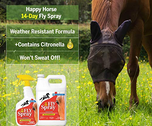 Happy Horse Fly Spray, 14-Day Sweat and Weather Resistant Long Lasting Fly Spray, 32oz