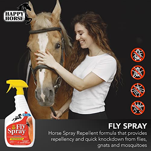 Happy Horse Fly Spray, 14-Day Sweat and Weather Resistant Long Lasting Fly Spray, 32oz