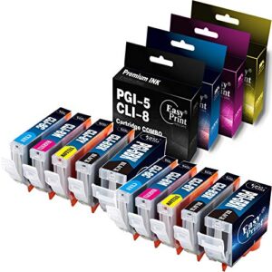 easyprint 10-pack compatible pgi-5 cli-8 pgi5 cli8 ink cartridges work for canon pixma ip4300 ip4500 ip5200 ip6600d mp600 mp960 pro9000 printer (2 big bk, 2 small bk, 2 cyan, 2 magenta, 2 yellow)
