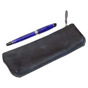 Hide & Drink, Durable Leather Pencil Pouch/Pen Case/Work Accessories/Student & Professionals Essentials, Handmade - Slate Blue