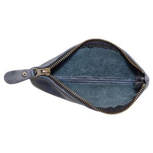 Hide & Drink, Durable Leather Pencil Pouch/Pen Case/Work Accessories/Student & Professionals Essentials, Handmade - Slate Blue