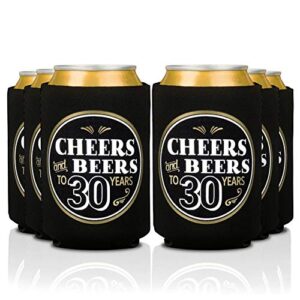 prazoli 30th birthday can coolers (12 pack) - mens dirty 30 birthday decorations for him, cheers and beers to 30 years birthday decoration, 30th birthday party favors, thirty birthday decorations