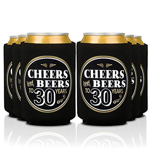 Prazoli 30th Birthday Can Coolers (12 Pack) - Mens Dirty 30 Birthday Decorations for Him, Cheers and Beers to 30 Years Birthday Decoration, 30th Birthday Party Favors, Thirty Birthday Decorations