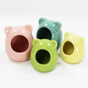 POPETPOP Ceramic Hamster Hideout Nest - Hamster Sand Bath Rat Dust Bath - Summer Cool Small Animal Pet Nesting Habitat Cage Random Colors