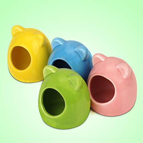 POPETPOP Ceramic Hamster Hideout Nest - Hamster Sand Bath Rat Dust Bath - Summer Cool Small Animal Pet Nesting Habitat Cage Random Colors