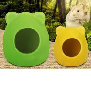 POPETPOP Ceramic Hamster Hideout Nest - Hamster Sand Bath Rat Dust Bath - Summer Cool Small Animal Pet Nesting Habitat Cage Random Colors