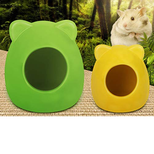 POPETPOP Ceramic Hamster Hideout Nest - Hamster Sand Bath Rat Dust Bath - Summer Cool Small Animal Pet Nesting Habitat Cage Random Colors