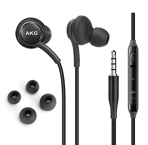 UrbanX OEM 2019 Stereo Headphones with Exceptional Sound Quality, Braided Cable with Microphone and Volume Buttons for Samsung Galaxy S10/S10e/A34/A54/AM54/S21 FE 5G/S22/S23/S23+/S23 Ultra - (Black)