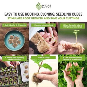Rooting Cubes for Cloning Kit - Biodegradable Root Booster for Fast Root Growth - Advanced Cloning Hormone Rockwool Alternative - 30 1x1 inch Root Starter Seed Starter Plugs for Cloning Trays