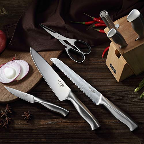 SIXILANG Knife Set, 8 Piece German Stainless Steel Hollow Handle Manual ...