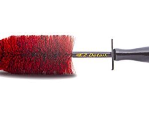 EZ Detail Brush Little - Red - Wheel Rim Cleaner for Cars, Bike, Trucks, Motorcycle, and Other Vehicles. Non-Scratch Auto Detailing Tool, Easily reaches Nook and Crannies