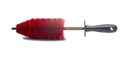 EZ Detail Brush Little - Red - Wheel Rim Cleaner for Cars, Bike, Trucks, Motorcycle, and Other Vehicles. Non-Scratch Auto Detailing Tool, Easily reaches Nook and Crannies