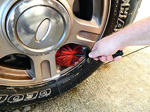 EZ Detail Brush Little - Red - Wheel Rim Cleaner for Cars, Bike, Trucks, Motorcycle, and Other Vehicles. Non-Scratch Auto Detailing Tool, Easily reaches Nook and Crannies