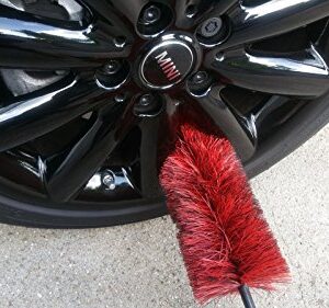 EZ Detail Brush Little - Red - Wheel Rim Cleaner for Cars, Bike, Trucks, Motorcycle, and Other Vehicles. Non-Scratch Auto Detailing Tool, Easily reaches Nook and Crannies