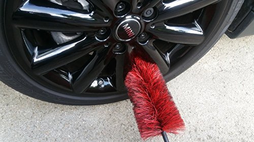 EZ Detail Brush Little - Red - Wheel Rim Cleaner for Cars, Bike, Trucks, Motorcycle, and Other Vehicles. Non-Scratch Auto Detailing Tool, Easily reaches Nook and Crannies