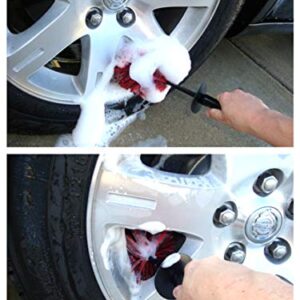 EZ Detail Brush Little - Red - Wheel Rim Cleaner for Cars, Bike, Trucks, Motorcycle, and Other Vehicles. Non-Scratch Auto Detailing Tool, Easily reaches Nook and Crannies