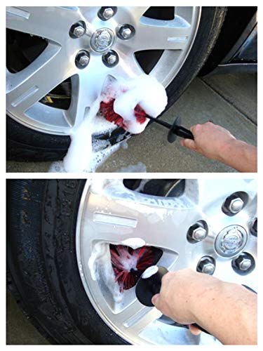 EZ Detail Brush Little - Red - Wheel Rim Cleaner for Cars, Bike, Trucks, Motorcycle, and Other Vehicles. Non-Scratch Auto Detailing Tool, Easily reaches Nook and Crannies