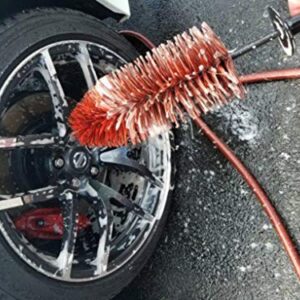 EZ Detail Brush Little - Red - Wheel Rim Cleaner for Cars, Bike, Trucks, Motorcycle, and Other Vehicles. Non-Scratch Auto Detailing Tool, Easily reaches Nook and Crannies