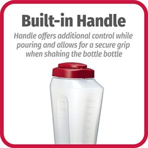 Goodcook 10661 1 quart mixing easy pour bottle with measurments rounded grip, Tighten Square Cap with snap Lock Cap, clear and red