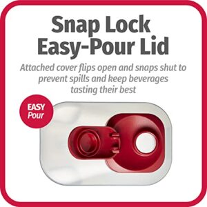 Goodcook 10661 1 quart mixing easy pour bottle with measurments rounded grip, Tighten Square Cap with snap Lock Cap, clear and red