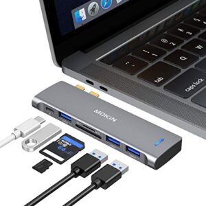 usb c adapter for macbook pro/air m1 m2 2021 2020 2019 2018,mokin usb c hub macbook pro accessories with 3 usb 3.0 ports,usb c to sd/tf card reader and 100w thunderbolt 3 pd port