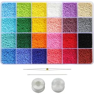 balabead 2mm size almost uniform glass seed beads about 21600pcs opaque colors seed beads 12/0 small craft beads 2mm round glass seed beads for jewelry making(about 900pcs/color, 24 colors)