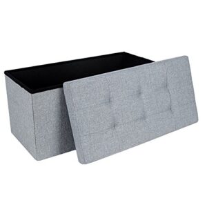 songmics 30 inches folding storage ottoman bench, storage chest, foot rest stool, light gray ulsf47g, 15 x 30 x 15 inches