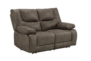 acme furniture harumi loveseat (power motion) - - gray leather-aire.