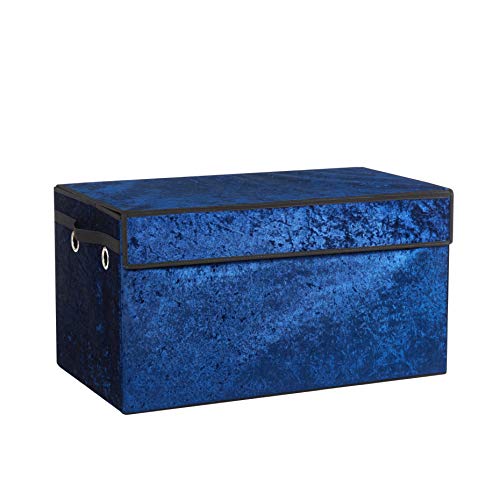 Urban Shop NK640586 Crushed Velvet Storage Trunk, Navy