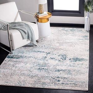 safavieh amalfi collection 8' x 10' cream / turquoise amf572b modern abstract distressed area rug