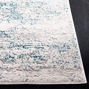 SAFAVIEH Amalfi Collection 8' x 10' Cream / Turquoise AMF572B Modern Abstract Distressed Area Rug