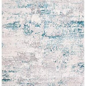 SAFAVIEH Amalfi Collection 8' x 10' Cream / Turquoise AMF572B Modern Abstract Distressed Area Rug