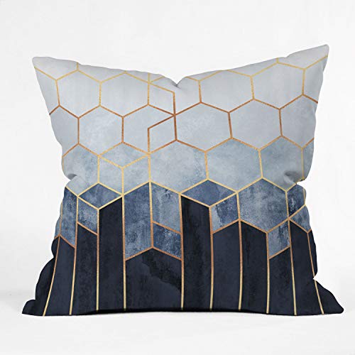 Society6 Elisabeth Fredrik Son Soft Blue Hexagons Indoor Throw Pillow, 16"x16"