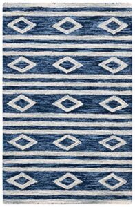 safavieh micro-loop collection 2' x 3' navy/ivory mlp153n handmade moroccan tribal premium wool accent rug