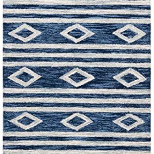 SAFAVIEH Micro-Loop Collection 2' x 3' Navy/Ivory MLP153N Handmade Moroccan Tribal Premium Wool Accent Rug