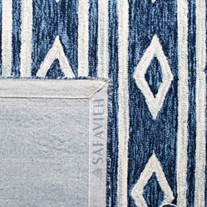 SAFAVIEH Micro-Loop Collection 2' x 3' Navy/Ivory MLP153N Handmade Moroccan Tribal Premium Wool Accent Rug